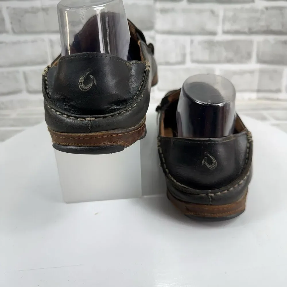 Olukai Moloa Men’s Size 9 Slip On Dark Brown Leather Casual Comfort Shoes